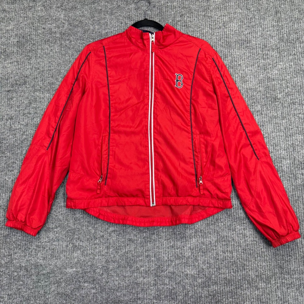 G-III Sports Boston Red Sox Mens Large Red Full Zip Windbreaker Jacket MLB Vtg